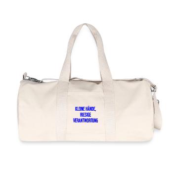 Kleine Hände, riesige Verantwortung Eltern-Spruch - Recycelte Canvas-Sporttasche von Stanley/Stella - Naturweiß - Vorne