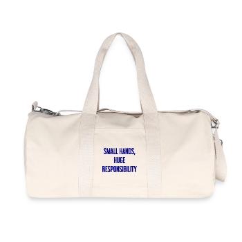 Kleine Hände, riesige Verantwortung Eltern-Spruch - Recycelte Canvas-Sporttasche von Stanley/Stella - Naturweiß - Vorne