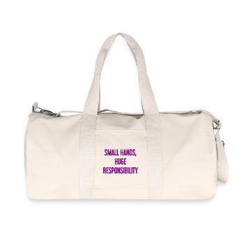 Kleine Hände, riesige Verantwortung Eltern-Spruch - Recycelte Canvas-Sporttasche von Stanley/Stella - Naturweiß - Vorne