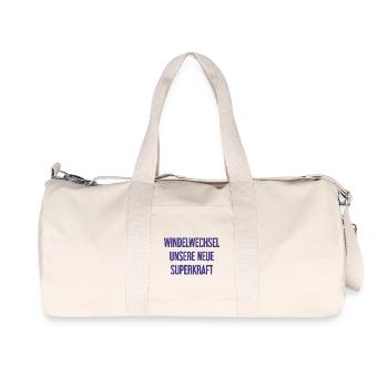 Changement de couche – notre nouveau superpouvoir - Sac de sport en toile recyclée Stanley/Stella - blanc naturel - Devant