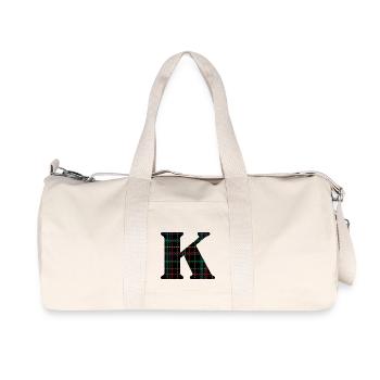Monogramm k schottischer Tartan - Recycelte Canvas-Sporttasche von Stanley/Stella - Naturweiß - Vorne