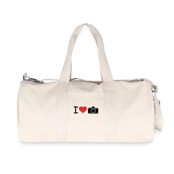 I love Camera Photography Quote - Fitness Design - Recycelte Canvas-Sporttasche von Stanley/Stella - Naturweiß - Vorne