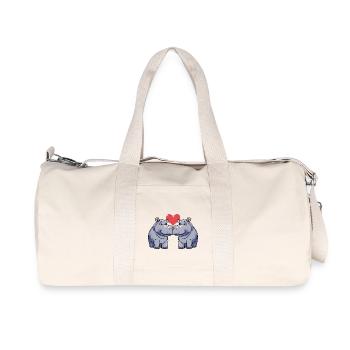 Hippopotamus Couple Valentine's Day - Recycled Canvas Sports Bag by Stanley/Stella - natural - Front