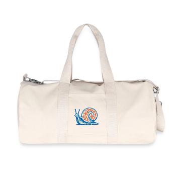 Escargot rétro bleu et rouge - Sac de sport en toile recyclée Stanley/Stella - blanc naturel - Devant