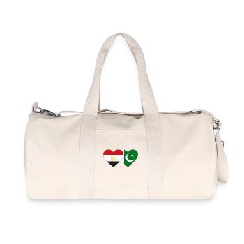 Egypt Pakistan Flag Heart - Recycled Canvas Sports Bag by Stanley/Stella - natural - Front