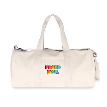 Proud Soul Rainbow Fette Typografie Gay Pride - Recycelte Canvas-Sporttasche von Stanley/Stella - Naturweiß - Vorne