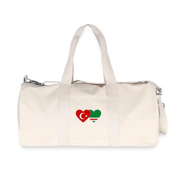 Turkey Chechnya Flag Heart - Recycled Canvas Sports Bag by Stanley/Stella - natural - Front