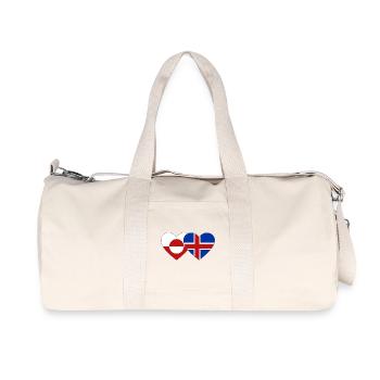 Greenland Denmark Flag Heart - Recycled Canvas Sports Bag by Stanley/Stella - natural - Front