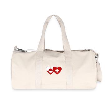 Greenland Switzerland Flag Hands Heart Shape - Recycled Canvas Sports Bag by Stanley/Stella - natural - Front
