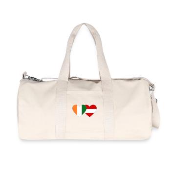 Côte d'Ivoire Austria Flag Heart - Recycled Canvas Sports Bag by Stanley/Stella - natural - Front