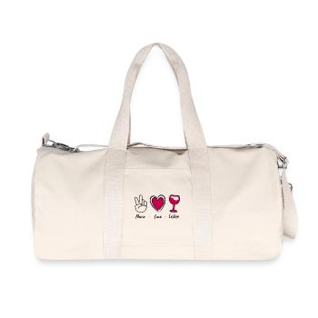 Paix amour vin - Peace love wine - humour vin - Sac de sport en toile recyclée Stanley/Stella - blanc naturel - Devant