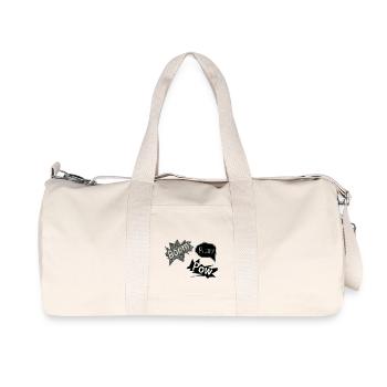 Pflaume boom pow - Recycelte Canvas-Sporttasche von Stanley/Stella - Naturweiß - Vorne
