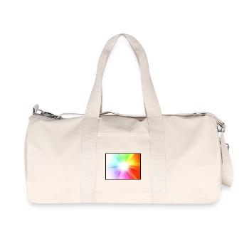 Regenbogen Punkte - Recycelte Canvas-Sporttasche von Stanley/Stella - Naturweiß - Vorne
