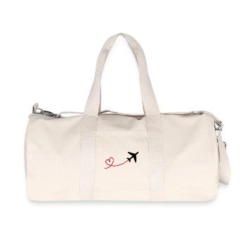 Airplane aviator with heart in black red - Recycled Canvas Sports Bag by Stanley/Stella - natural - Front