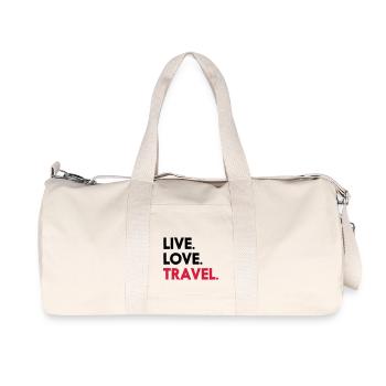 LIVE. LOVE. TRAVEL. - Sac de sport en toile recyclée Stanley/Stella - blanc naturel - Devant