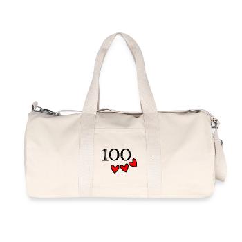 100. 100 YEARS. 100th ANNIVERSARY. BIRTHDAY 100 - Recycled Canvas Sports Bag by Stanley/Stella - natural - Front