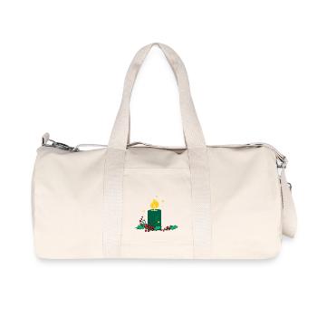 Bougie de Noël et baie de houx - Sac de sport en toile recyclée Stanley/Stella - blanc naturel - Devant