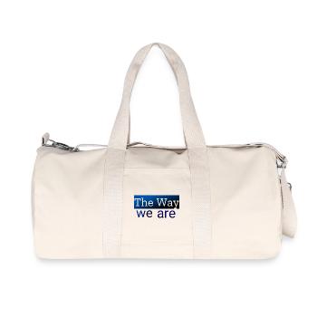 Abstrakte Wellenmuster in Blau - Recycelte Canvas-Sporttasche von Stanley/Stella - Naturweiß - Vorne
