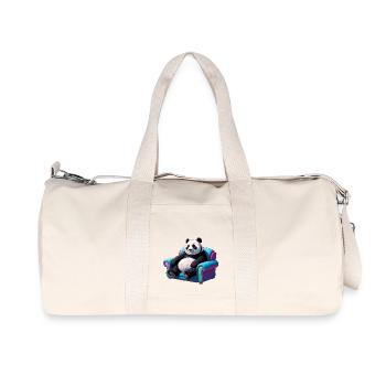 Panda cool sur le canapé - Sac de sport en toile recyclée Stanley/Stella - blanc naturel - Devant