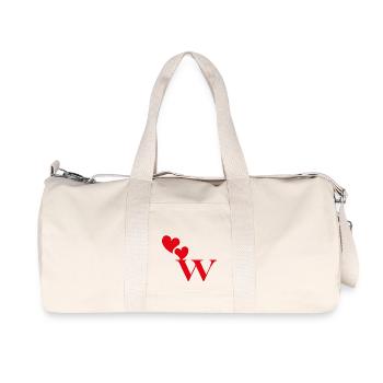 Buchstabe w Rotes Herz - Recycelte Canvas-Sporttasche von Stanley/Stella - Naturweiß - Vorne