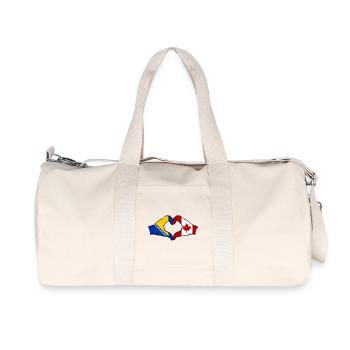 Bosnia Canada Flag Hands Heart Shape - Recycled Canvas Sports Bag by Stanley/Stella - natural - Front