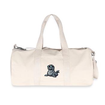 Robbe Tier Comic Cool - Recycelte Canvas-Sporttasche von Stanley/Stella - Naturweiß - Vorne