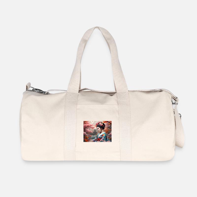 Geisha mit Tempel im Hintergrund - Recycelte Canvas-Sporttasche von Stanley/Stella - Naturweiß