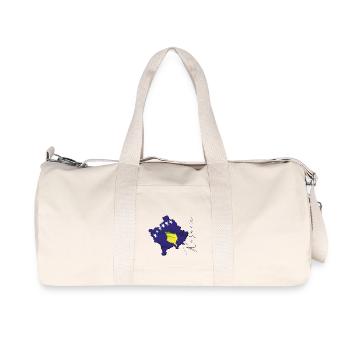 Kosovo Flagge in der Kosovo Landkarte XK - Recycelte Canvas-Sporttasche von Stanley/Stella - Naturweiß - Vorne