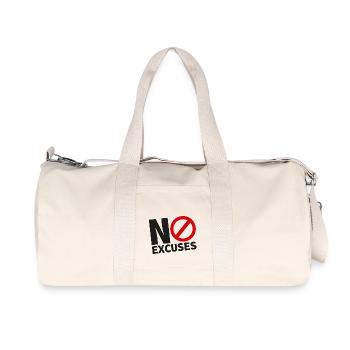 NO EXCUSES black - Recycled Canvas Sports Bag by Stanley/Stella - natural - Front