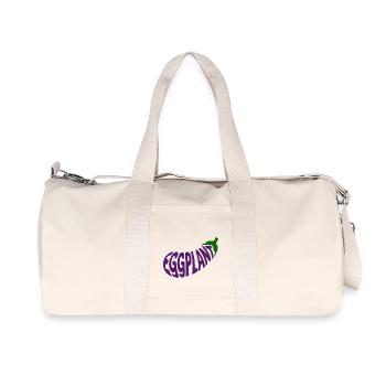 Aubergine - Cooles Gemüse Logo - Recycelte Canvas-Sporttasche von Stanley/Stella - Naturweiß - Vorne