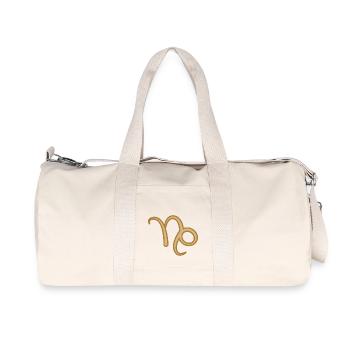 Capricorn Zodiac Symbol Two Tone Golden - Recycled Canvas Sports Bag by Stanley/Stella - natural - Front