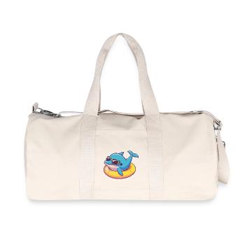 Delfin Comic Cool - Recycelte Canvas-Sporttasche von Stanley/Stella - Naturweiß - Vorne