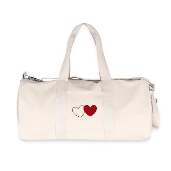 2 rote Herzen Herz rot Geschenk Valentinstag - Recycelte Canvas-Sporttasche von Stanley/Stella - Naturweiß - Vorne