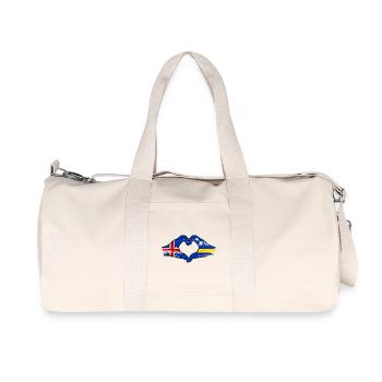 Iceland Curacao Flag Hands Heart Shape Used - Recycled Canvas Sports Bag by Stanley/Stella - natural - Front