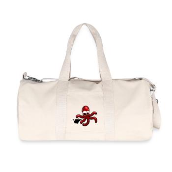 Squid comic red, gift idea - Recycled Canvas Sports Bag by Stanley/Stella - natural - Front