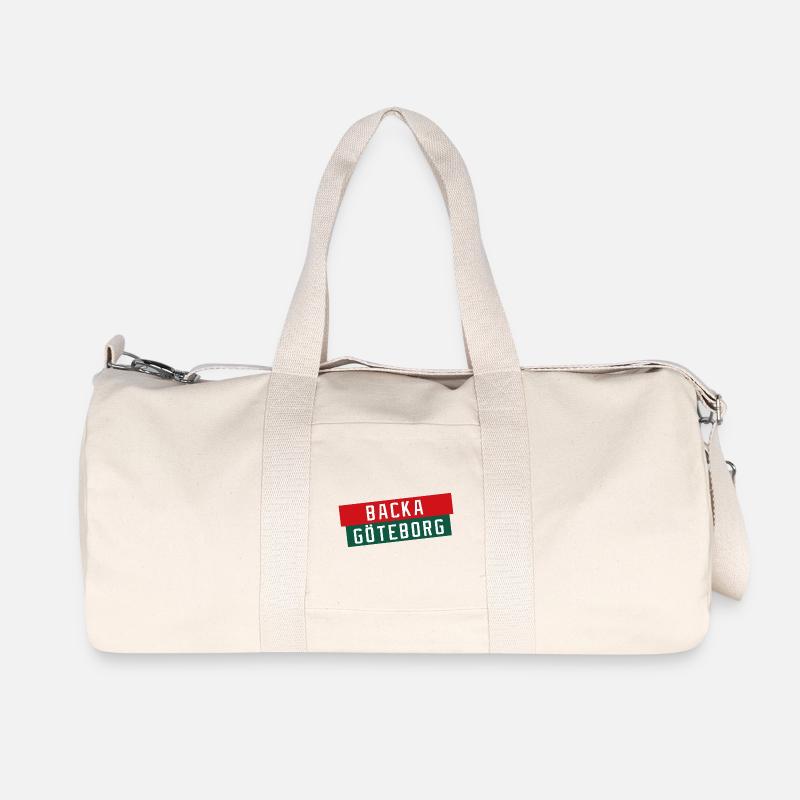 Backa Göteborg Diagonaltext - Recycelte Canvas-Sporttasche von Stanley/Stella - Naturweiß
