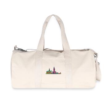 Mons City Skyline Belfry Tower Modern Line Art - Recycled Canvas Sports Bag by Stanley/Stella - natural - Front