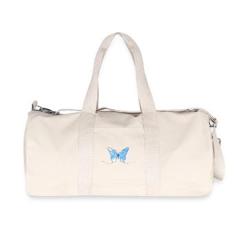 Blue Geometric Butterfly - Recycled Canvas Sports Bag by Stanley/Stella - natural - Front