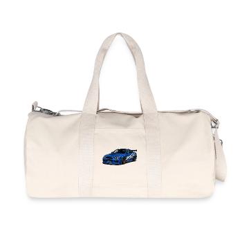 Blauer Sportwagen mit Streifen - Recycelte Canvas-Sporttasche von Stanley/Stella - Naturweiß - Vorne