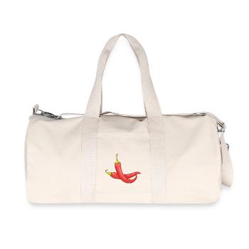 Rote Chili Paprika Peperoni Gemüse - Recycelte Canvas-Sporttasche von Stanley/Stella - Naturweiß - Vorne
