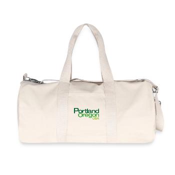 Portland, Oregon, USA Lettering - Recycled Canvas Sports Bag by Stanley/Stella - natural - Front