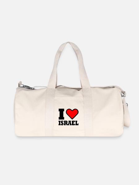 I love israel - Stanley/Stella sportstaske i genanvendt kanvas - råhvid