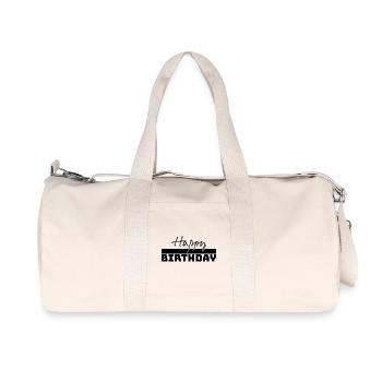 Tshirt joyeux anniversaire noir - Sac de sport en toile recyclée Stanley/Stella - blanc naturel - Devant