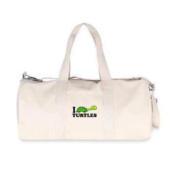 I Love Turtles I Love Logo Cute - Recycled Canvas Sports Bag by Stanley/Stella - natural - Front