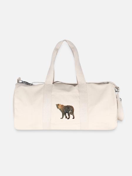 Leopard sehr charismatisch. Geschenkidee - Recycelte Canvas-Sporttasche von Stanley/Stella - Naturweiß
