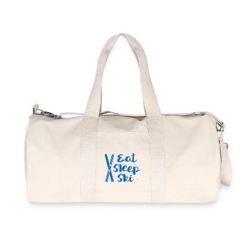 Eat Sleep Ski - Winter Sport Hut Piste Ski Lift - Recycled Canvas Sports Bag by Stanley/Stella - natural - Front