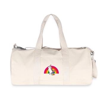 Kackendes Einhorn Regenbogen - Recycelte Canvas-Sporttasche von Stanley/Stella - Naturweiß - Vorne