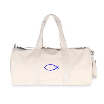 Ichtus fish dark blue - Recycled Canvas Sports Bag by Stanley/Stella - natural - Front