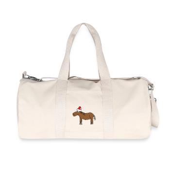 Weihnachten | Frohe Weihnachten Pferd Pony Reiten - Recycelte Canvas-Sporttasche von Stanley/Stella - Naturweiß - Vorne