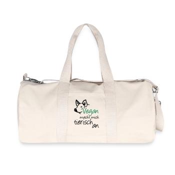 Vegan Veganer Tier Schwein Geschenk Tierschutz - Recycelte Canvas-Sporttasche von Stanley/Stella - Naturweiß - Vorne